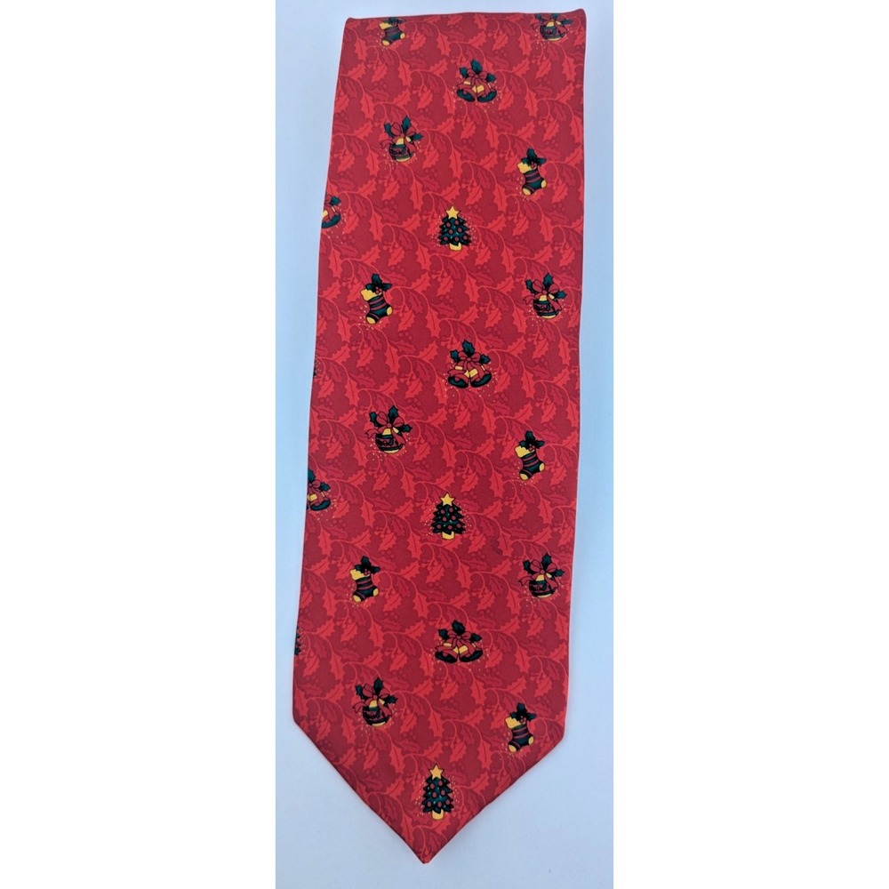 Festive Occasions Mens Tie Christmas tree Red One Size Silk Classic Designer